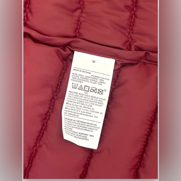 Old Navy Womens Puffer Jacket Water Resistant Burgundy Sz M Quilted Full Zip NWT - Picture 6 of 8